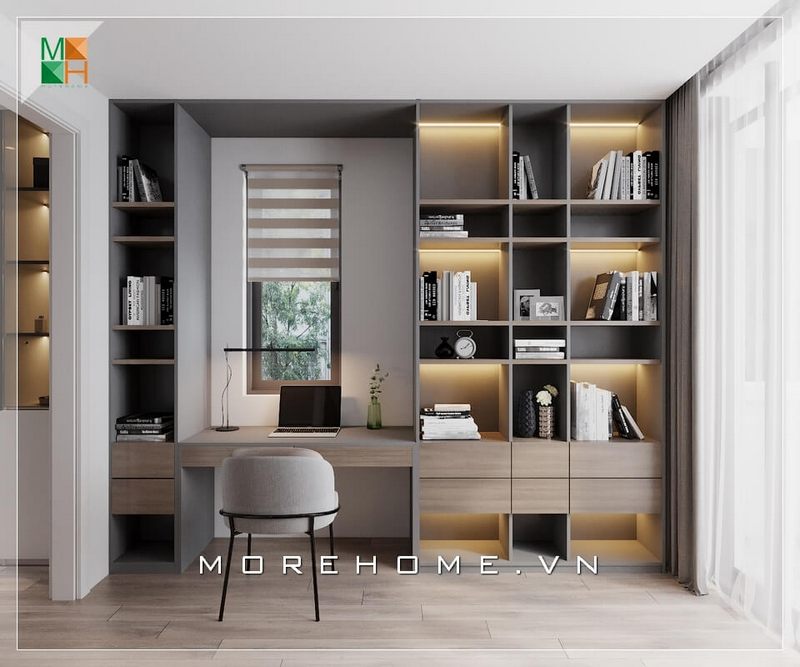 Thiết kế phòng làm việc tại nhà phong cách hiện đại, tiện nghi